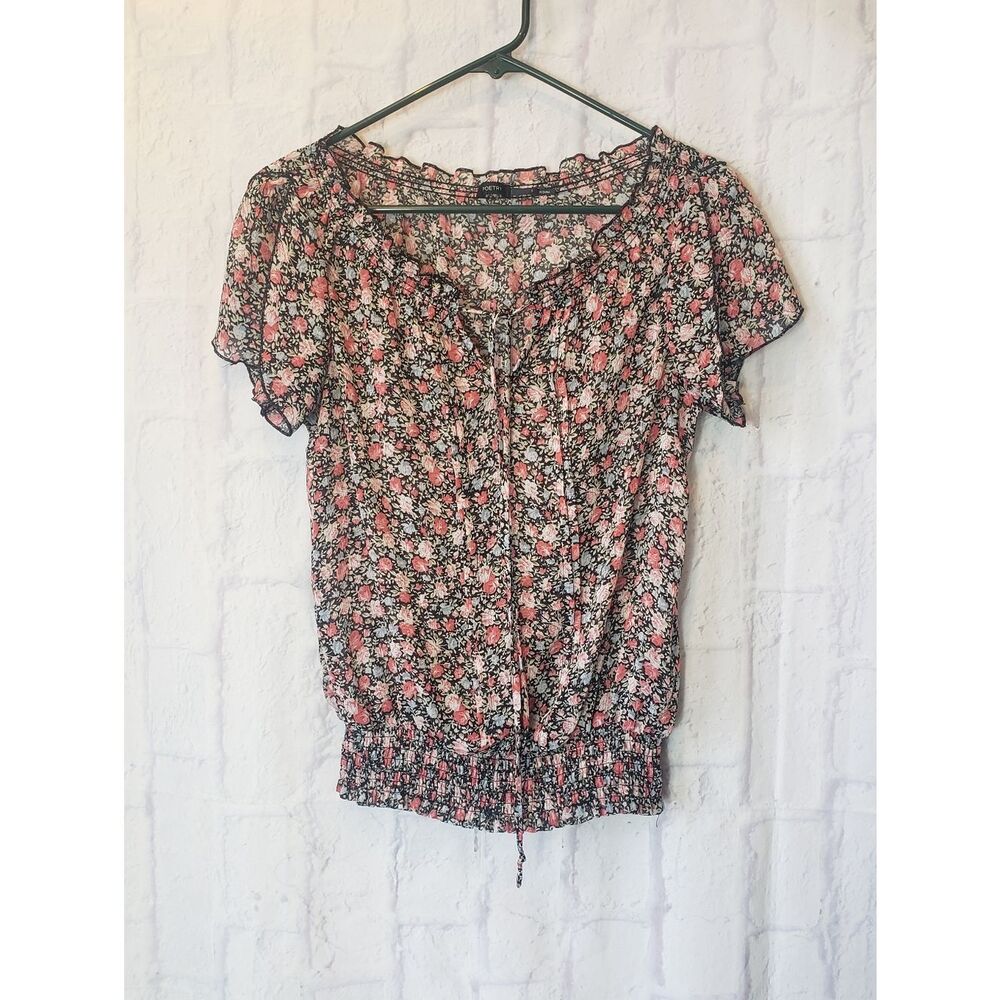 POETRY Floral Semi-Sheer Lightweight Blouse Small